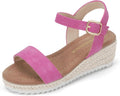 PANDANINJIA Girls Wedge Sandals Espadrille Platform - Comfortable
