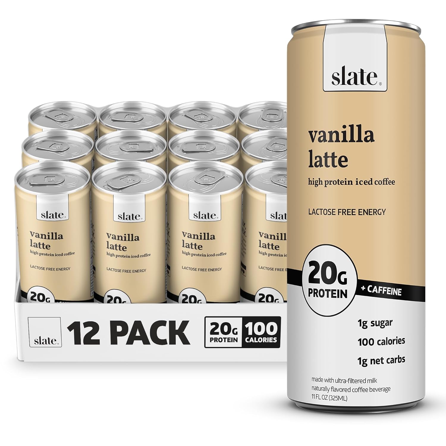 Slate High Protein Iced Coffee Vanilla Latte - 20g Protein Boost