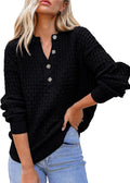 Dokotoo Womens Button V Neck Sweater - Soft Casual Fall Jumper