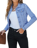 Cropped Jean Jackets for Women - Lightweight Fitted Stretchy Denim