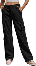 Women High Waisted Cargo Pants with 8 Pockets - Wide Leg Comfort