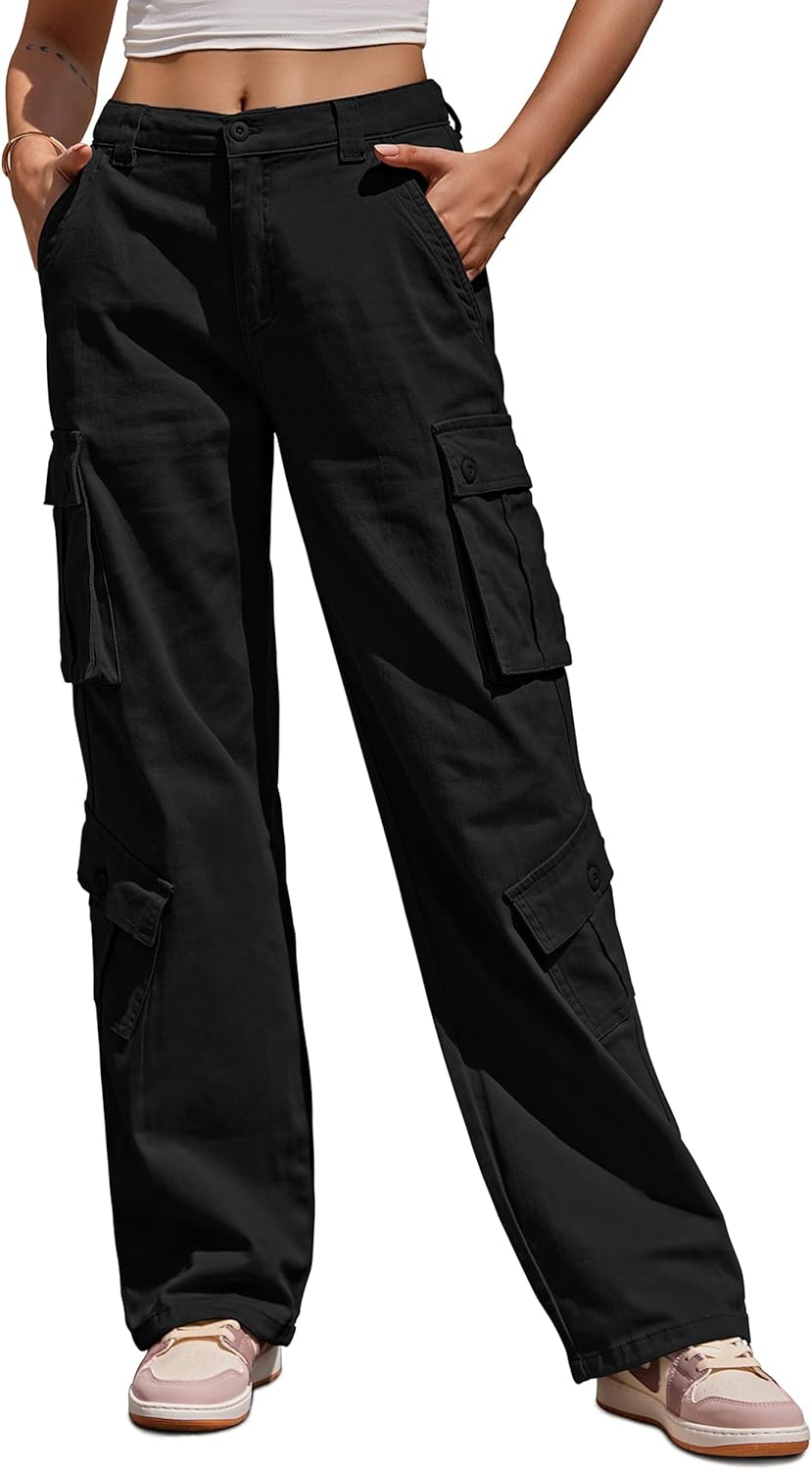 High Waisted Cargo Pants for Women with 8 Pockets and Comfort