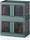 8.4Gal Collapsible Storage Bins 2-Pack with Lids & Wheels - Green