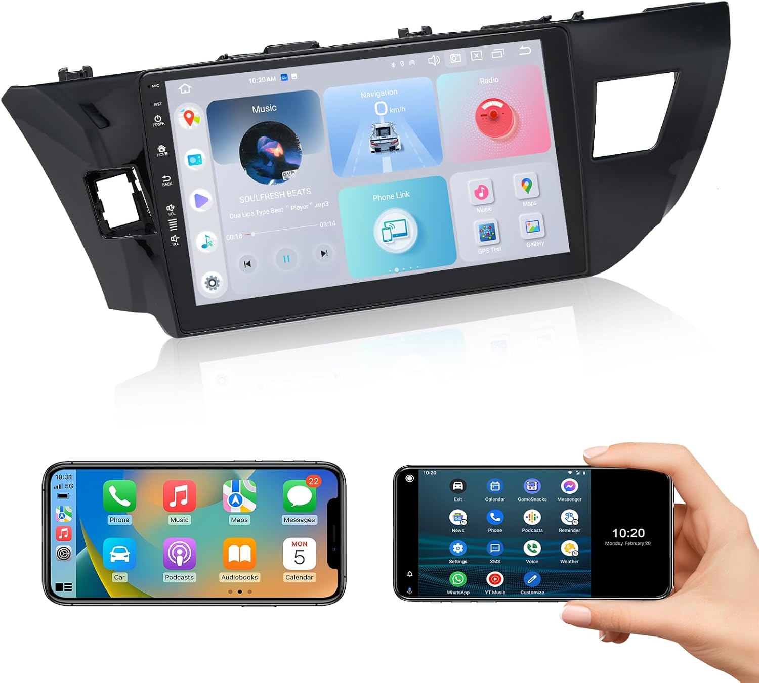 Roadanvi 10.2 Inch Android 12 Car Stereo for Toyota Corolla 2014-2016
