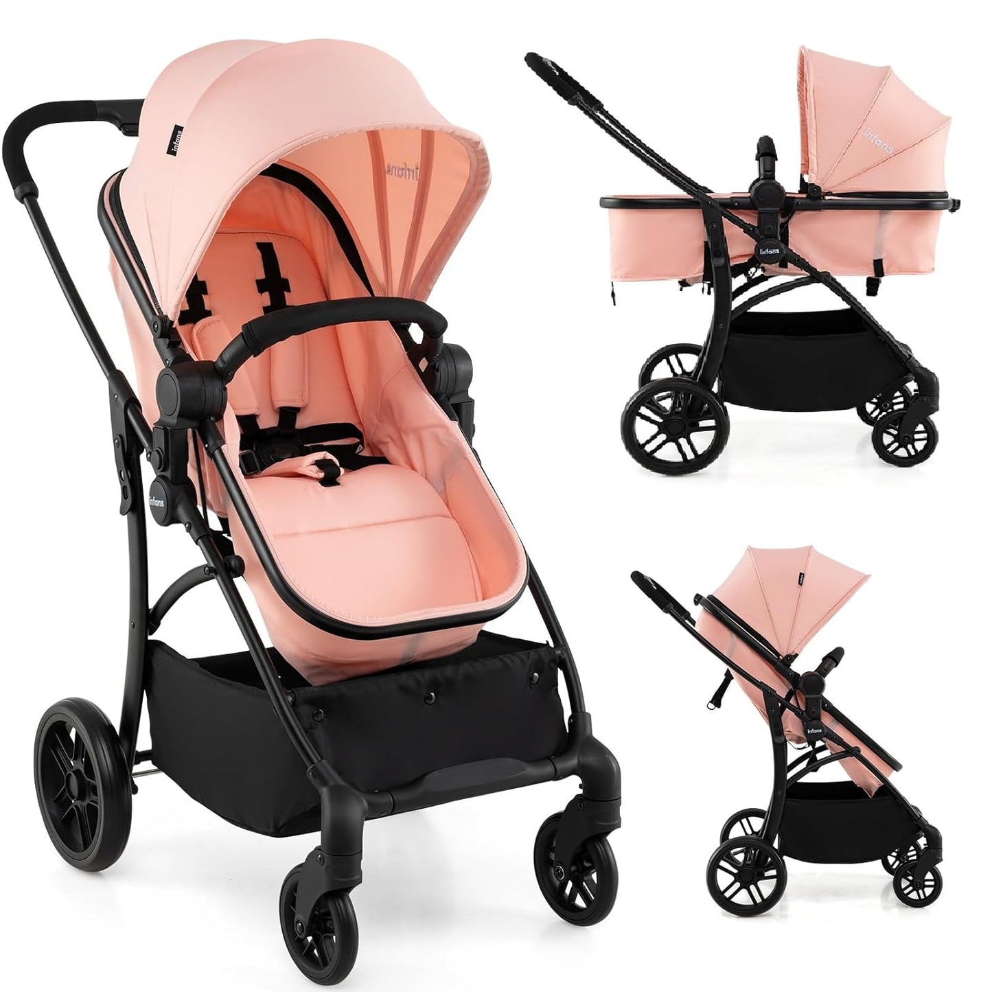 INFANS 2 in 1 Baby Stroller with Bassinet for Newborns
