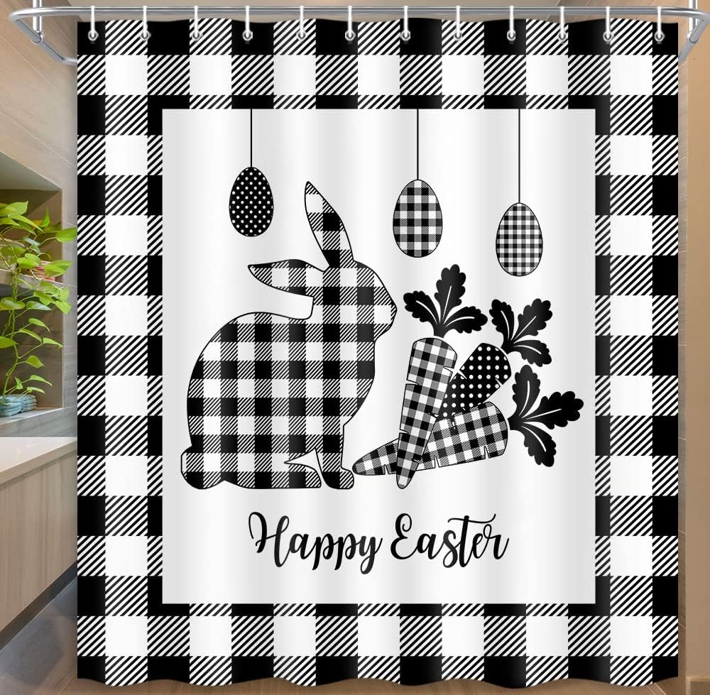 Farmhouse Easter Bunny Shower Curtain Set