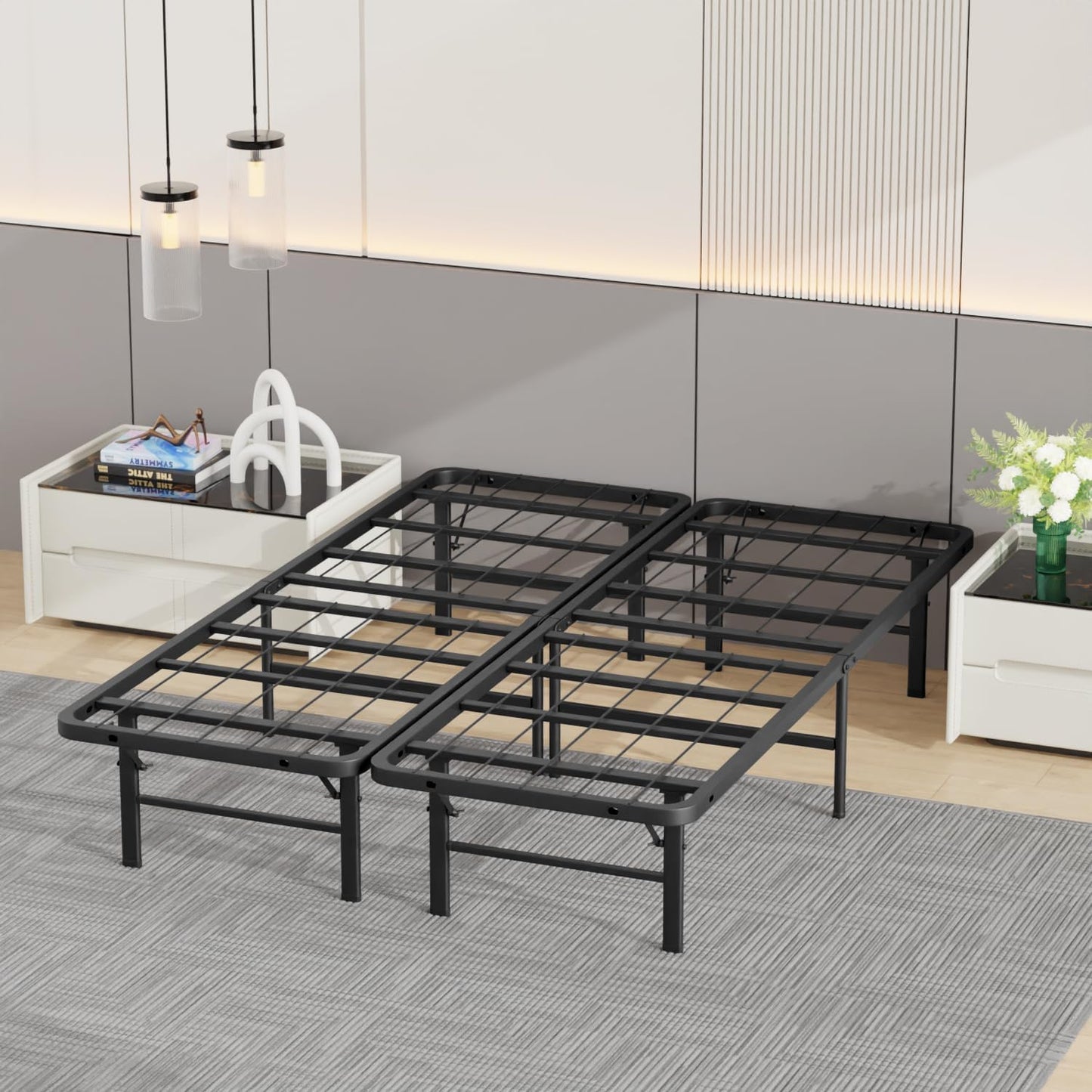BestMassage Full Bed Frame with Heavy Duty Steel Slats