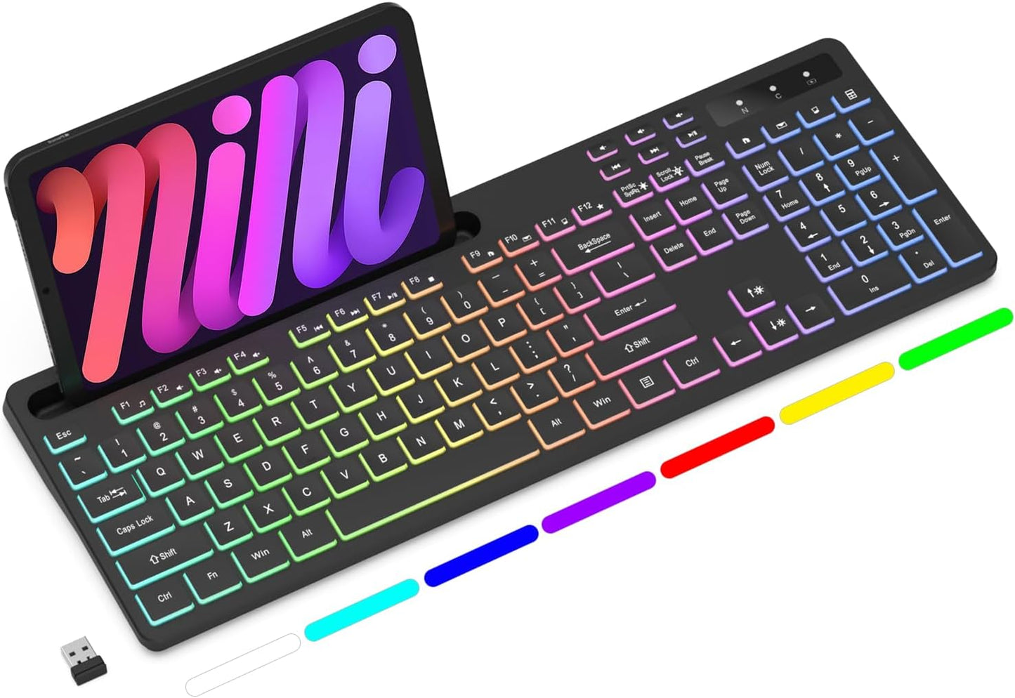 Soueto Rechargeable Wireless Gaming Keyboard with 7-Color RGB Backlit
