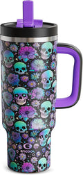 40oz Halloween Tumbler with Handle and Straw Floral Afterlife - Keeps