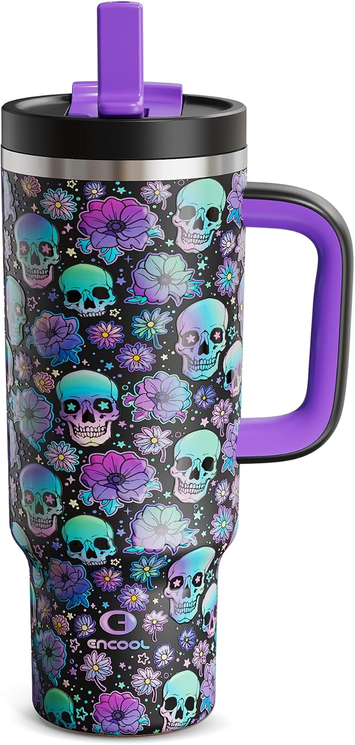 40oz Halloween Tumbler with Handle and Straw for Spooky Sips