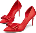 Womens Bow Heels Pointed Toe Stiletto Pumps - Slip On 3.74 in