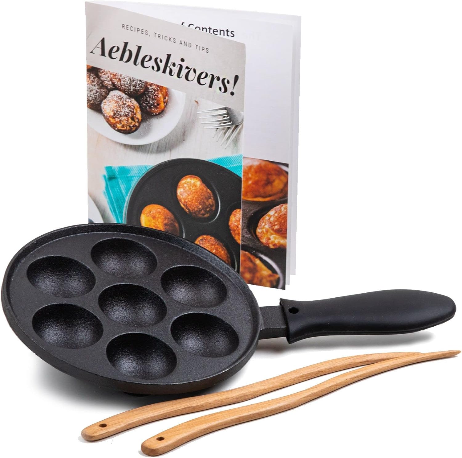 Upstreet Cast Iron Aebleskiver Pan for Delicious Mini Treats