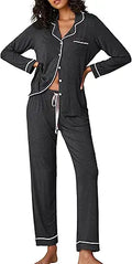 Ekouaer Pajamas for Women Long Sleeve Button-Down Set XS-XXL