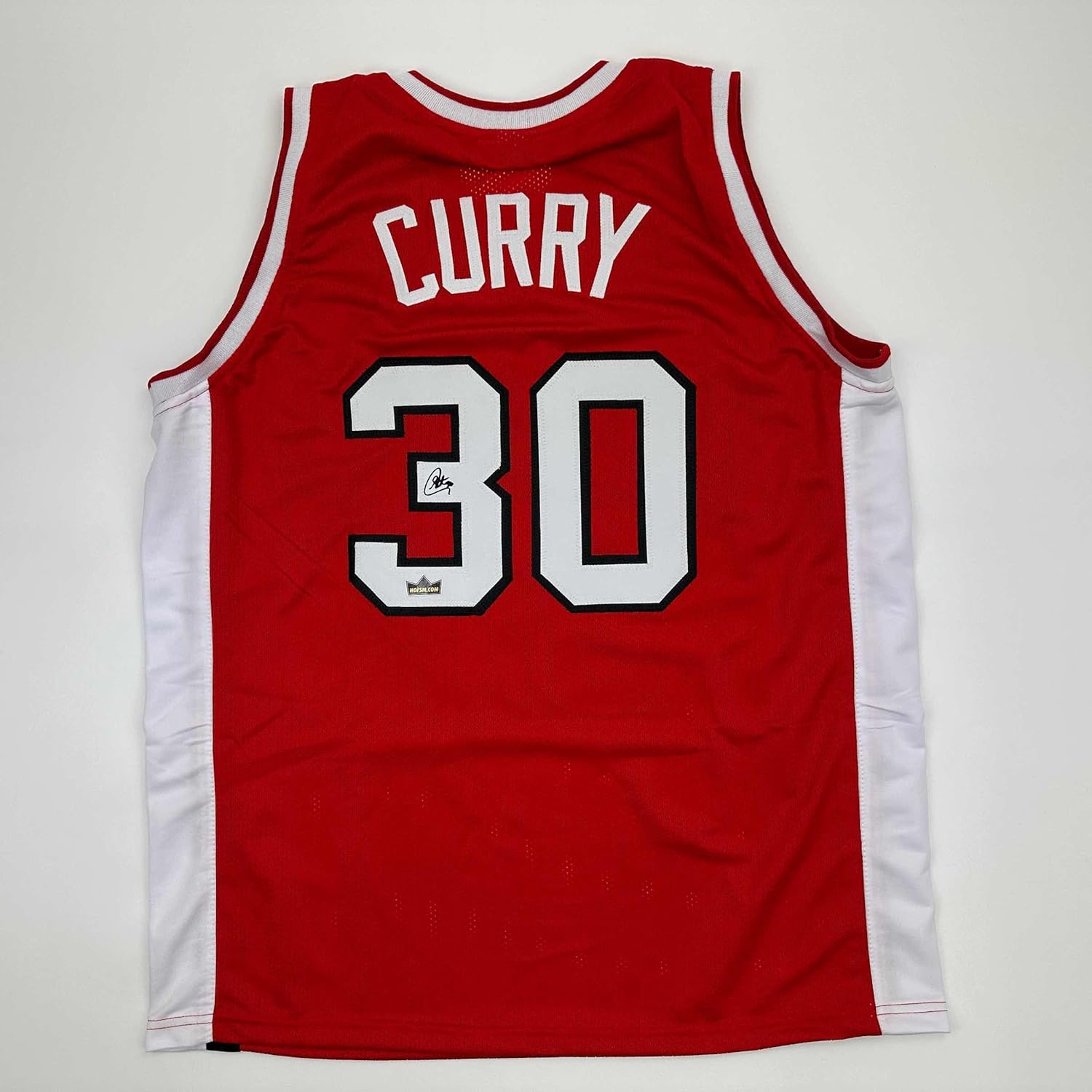 Facsimile Autographed Stephen Curry Davidson Red Jersey XL