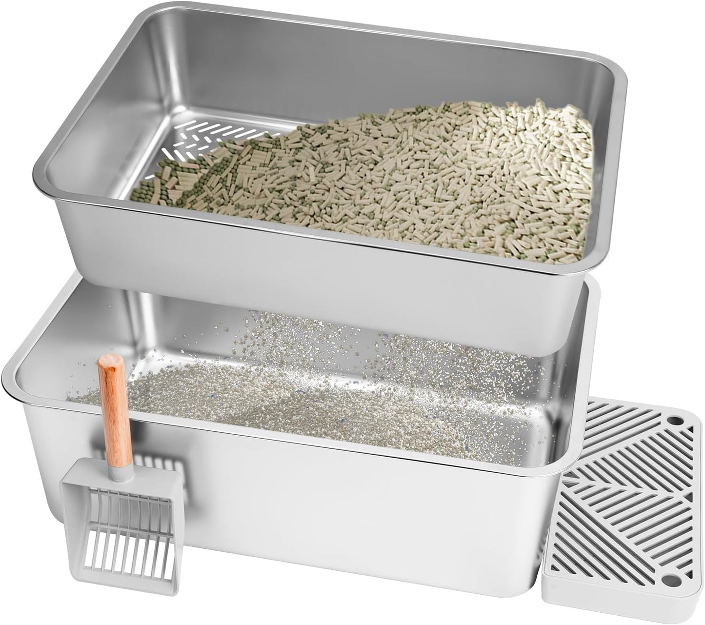 Extra Large Odor-Resistant Litter Box with Sifting Design