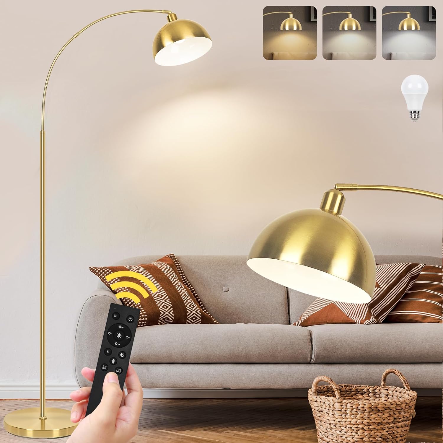 Upgraded Arc Floor Lamps for Living Room with Remote Control