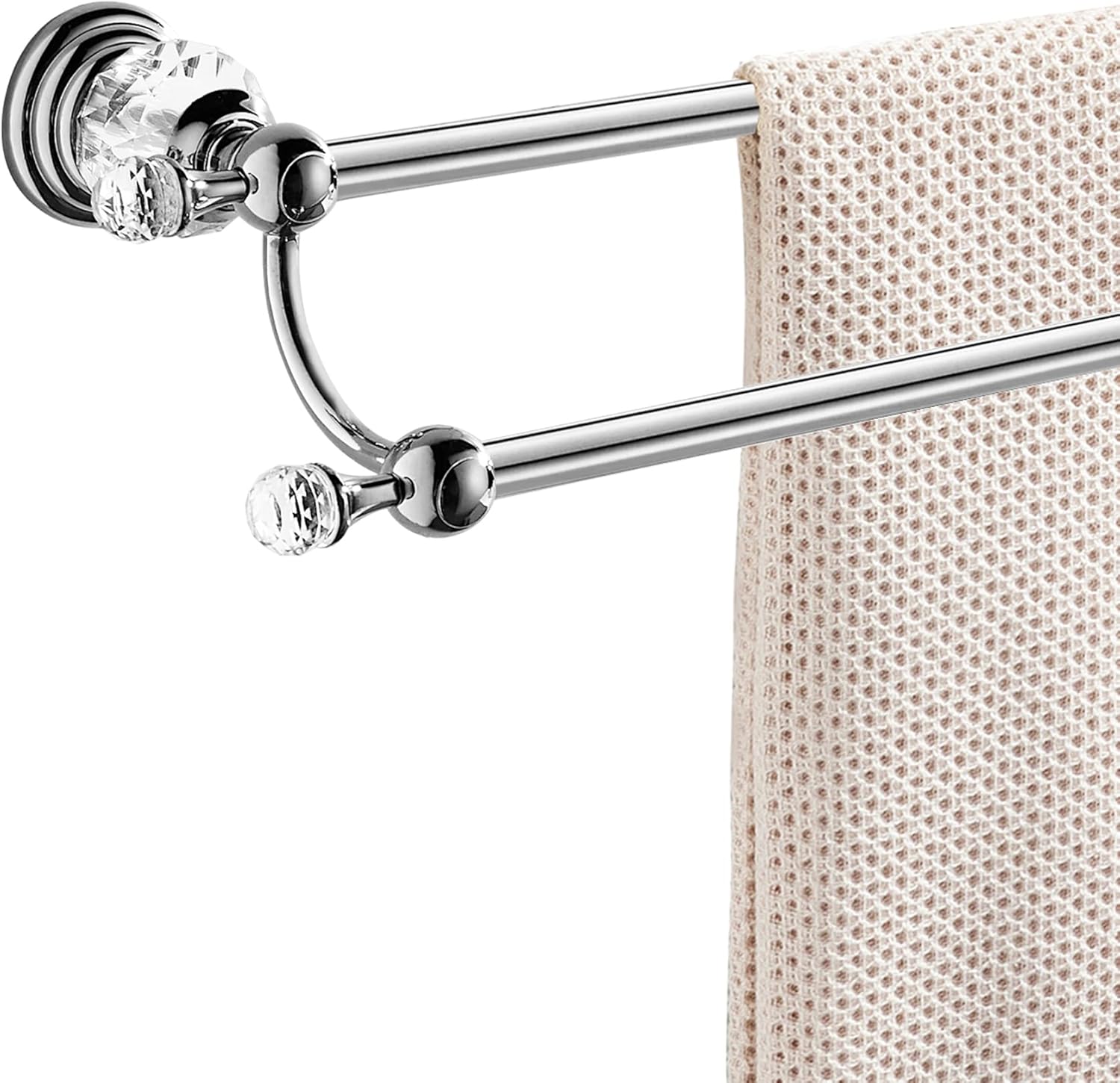 WINCASE Chrome Towel Bar with Adjustable Double Holder Design