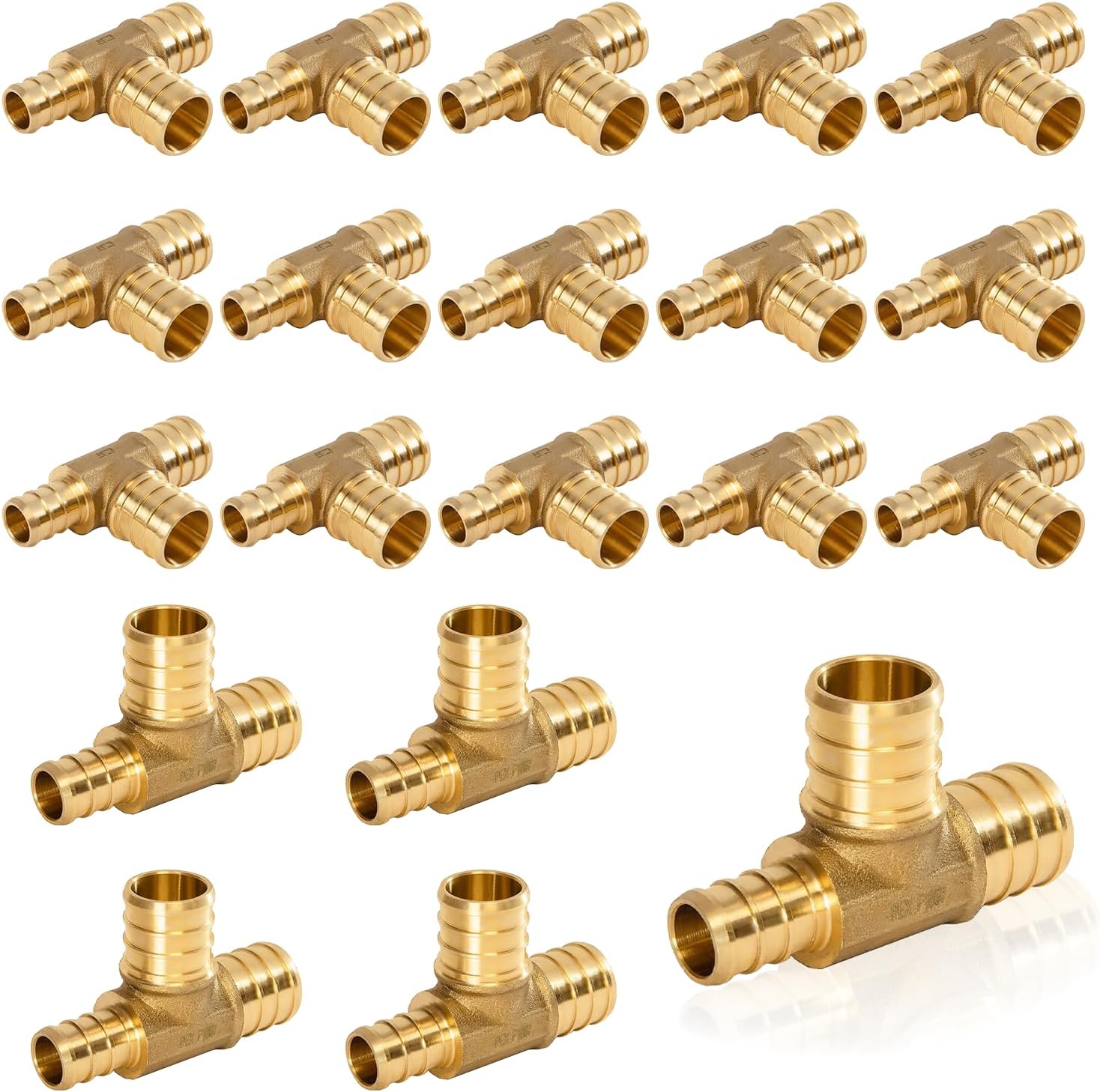 PEX Fittings 20-Pack for Plumbing with Brass Crimp Design