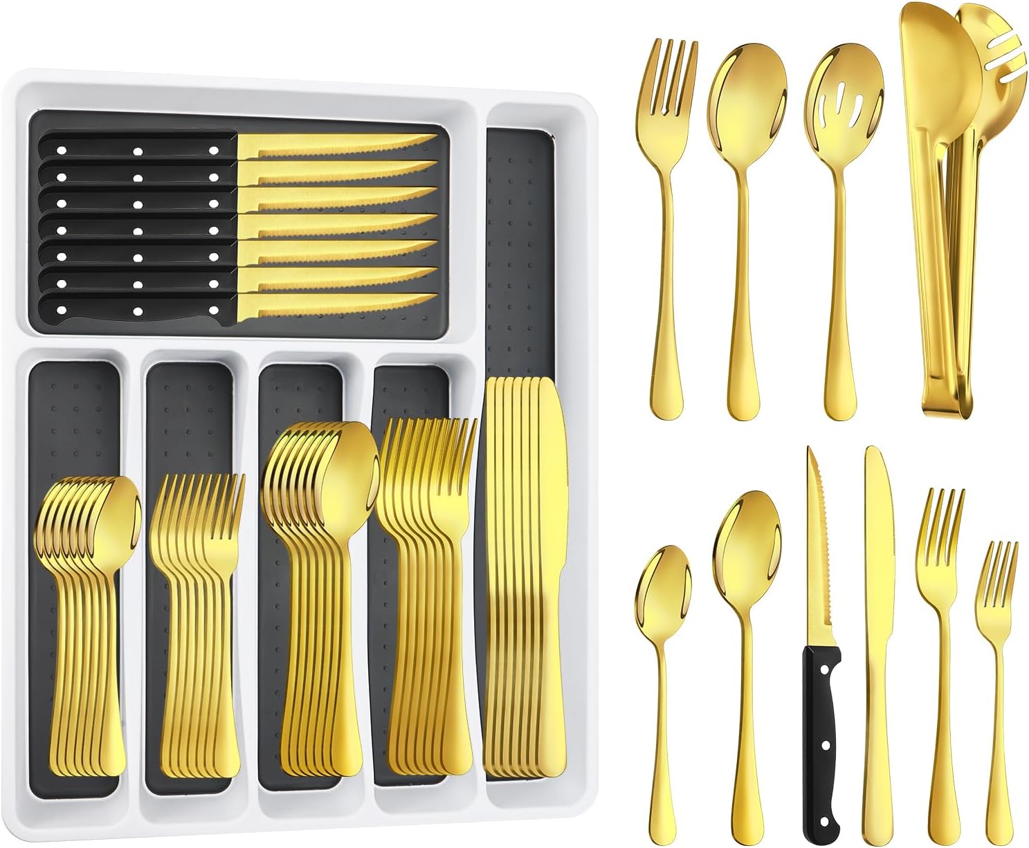 53PCS Stainless Steel Flatware Set with Organizer for 8 People
