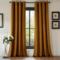 EMEMA Velvet Curtains 96 in Long Golden Brown Blackout - Luxurious