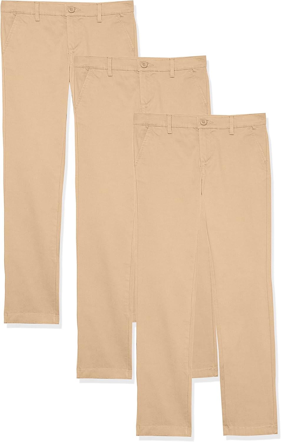 Girls and Toddlers' Uniform Flat-Front Chino Pants Pack of 3