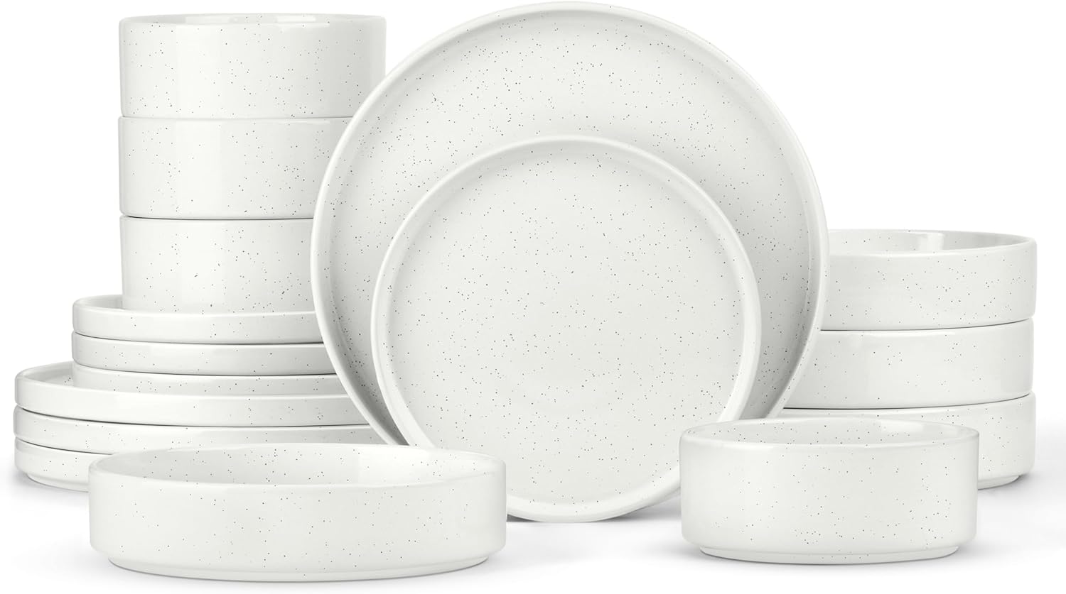 Herogo Dinnerware Sets with Pasta Bowls, 16 Piece Set for 4