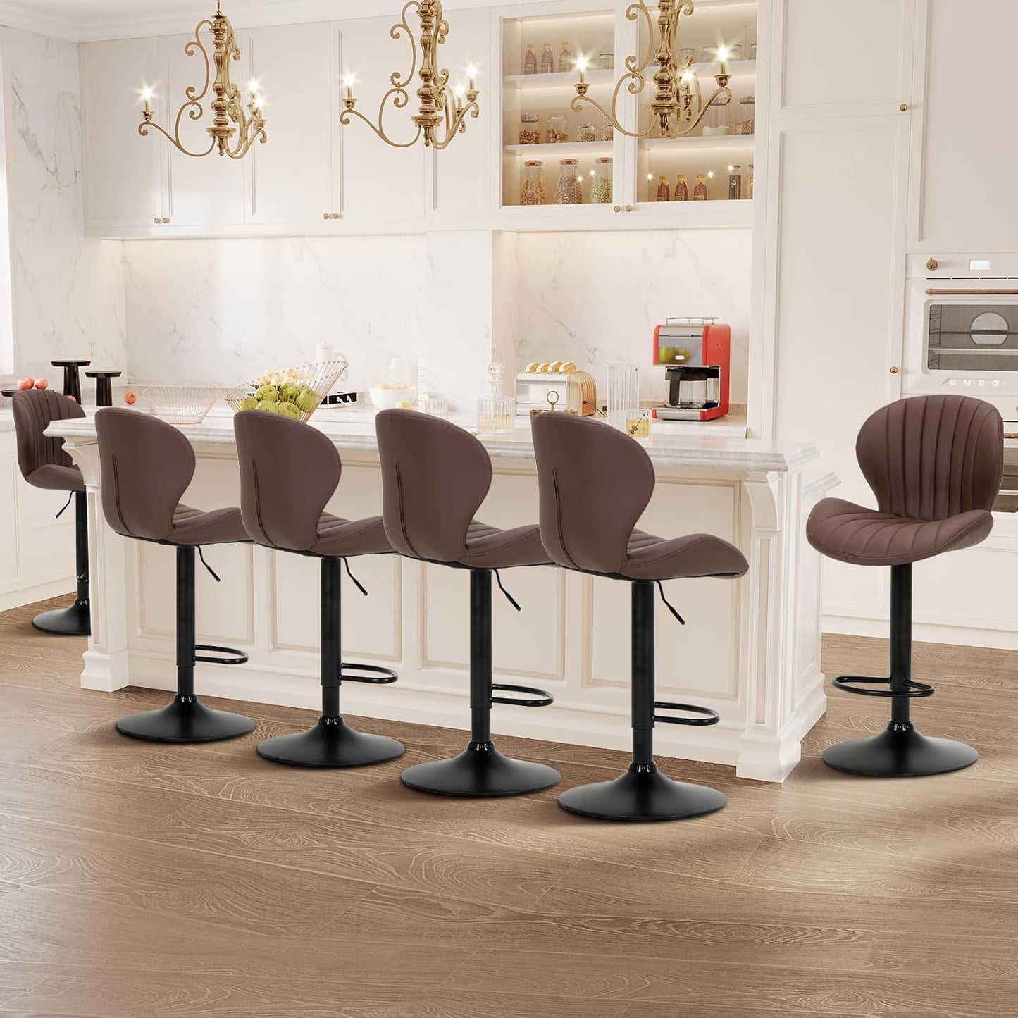 Modern Swivel Bar Stools Set of 6 with Adjustable Height