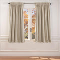 Lazzzy Beige Velvet Curtains 63 in - Thermal Room Darkening Panels