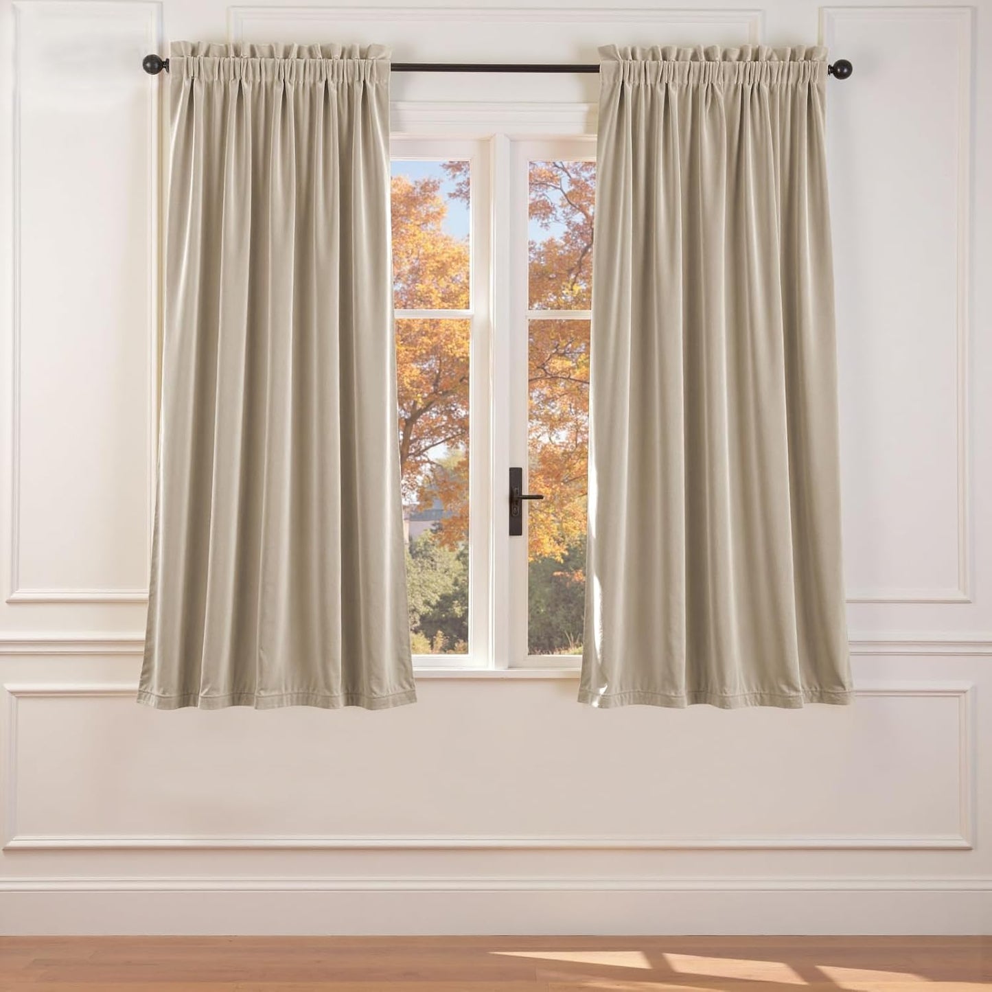 Lazzzy Beige Velvet Curtains for Luxury Room Darkening Style