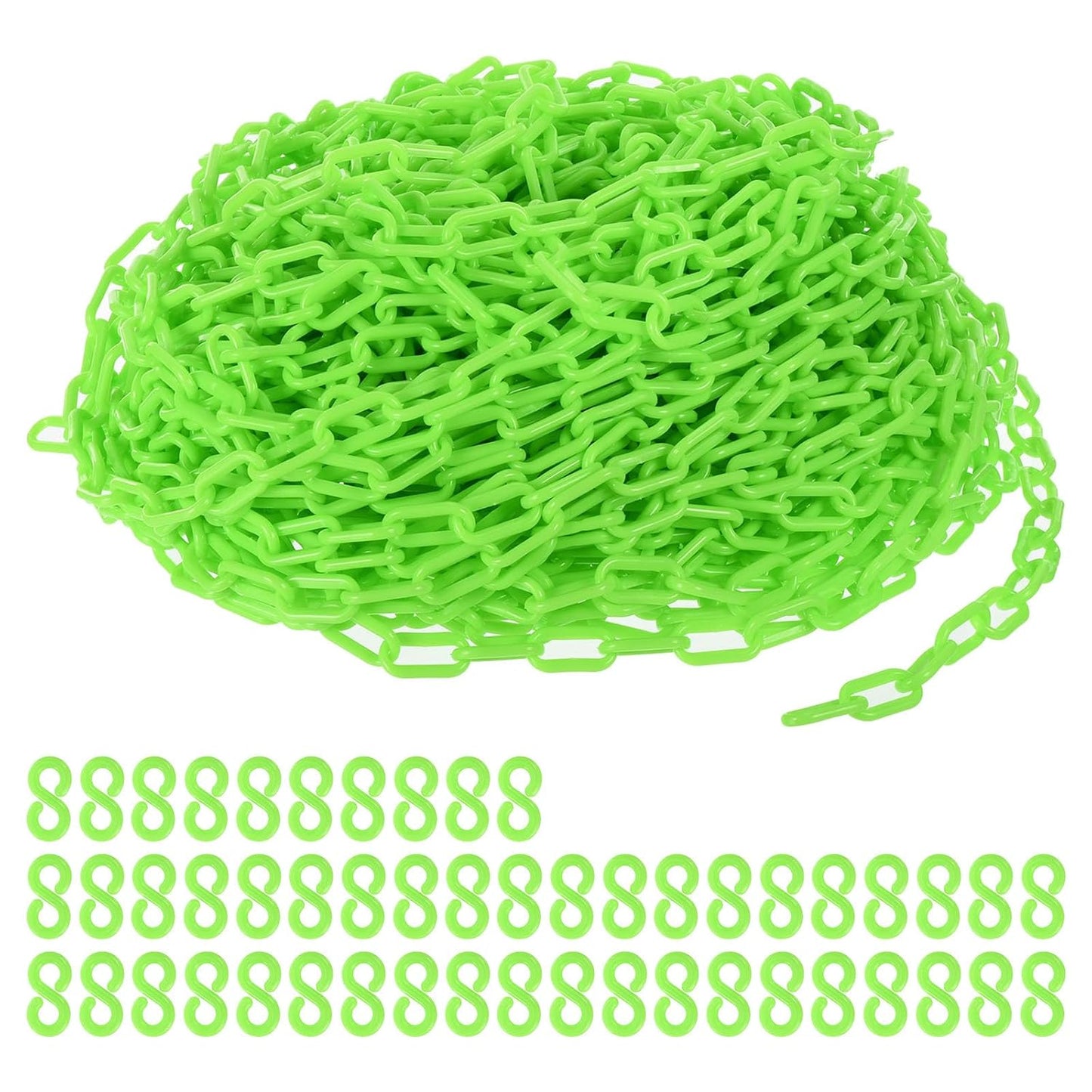 PATIKIL 200 Ft Green Plastic Chain Links for Crowd Control
