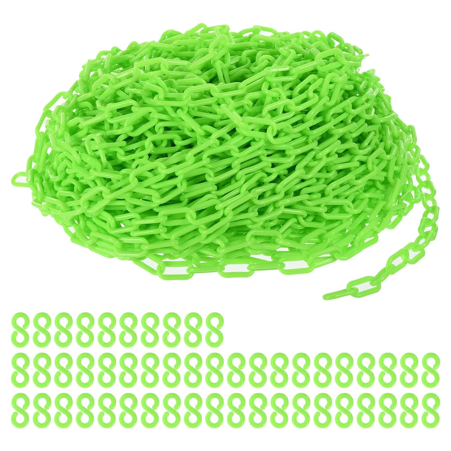 PATIKIL 200 Ft Green Plastic Chain Links for Crowd Control