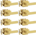 Gold Door Handles Passage Levers 8 Pack - Reversible Heavy Duty