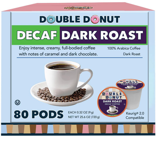80 Count Decaf Dark Roast Keurig Pods by Double Donut Coffee