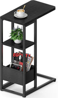 C Shaped End Table Small Side Table for Couch - Slide Under Snack Tray