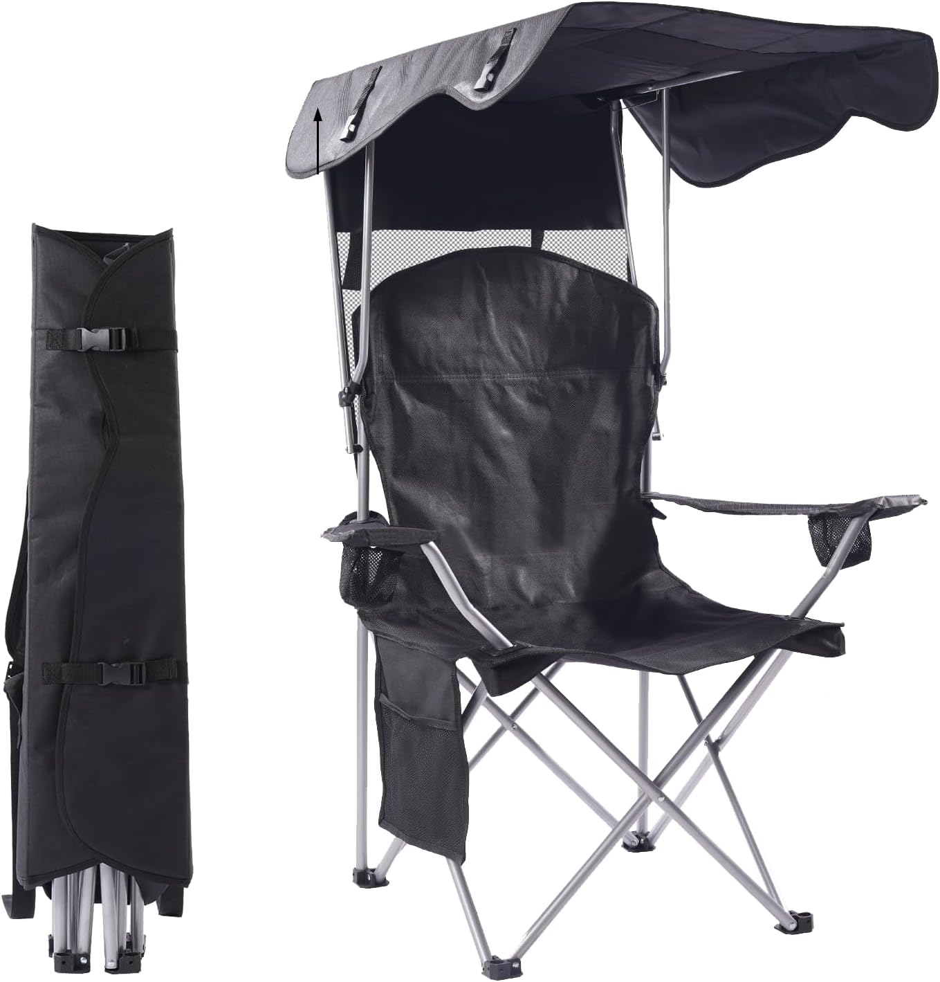 Portable Folding Camping Chairs with Canopy Shade for Outdoors