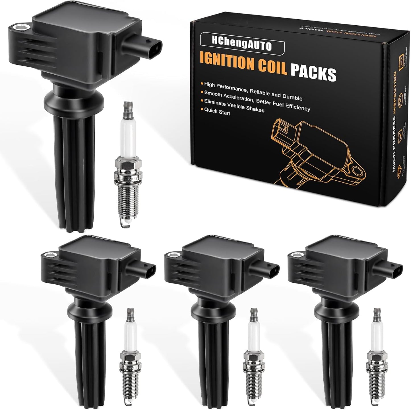 4pcs Ignition Coil & Spark Plug for Ford Focus Edge Escape