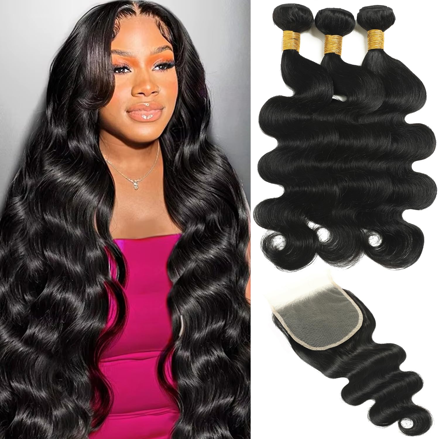 Human Hair Bundles with Closure for Stunning Body Wave Styles