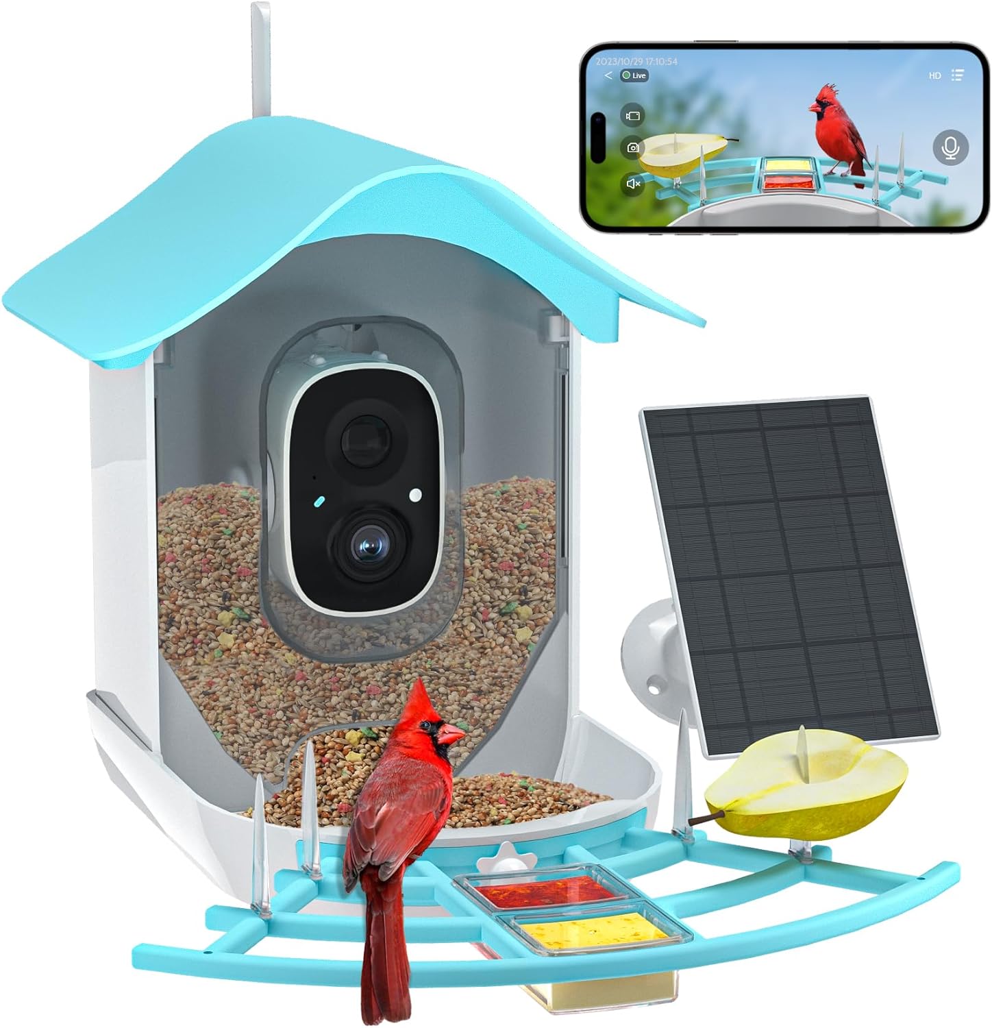 2K Smart Bird Feeder: AI Bird Identification, Solar Panel, Auto Capture