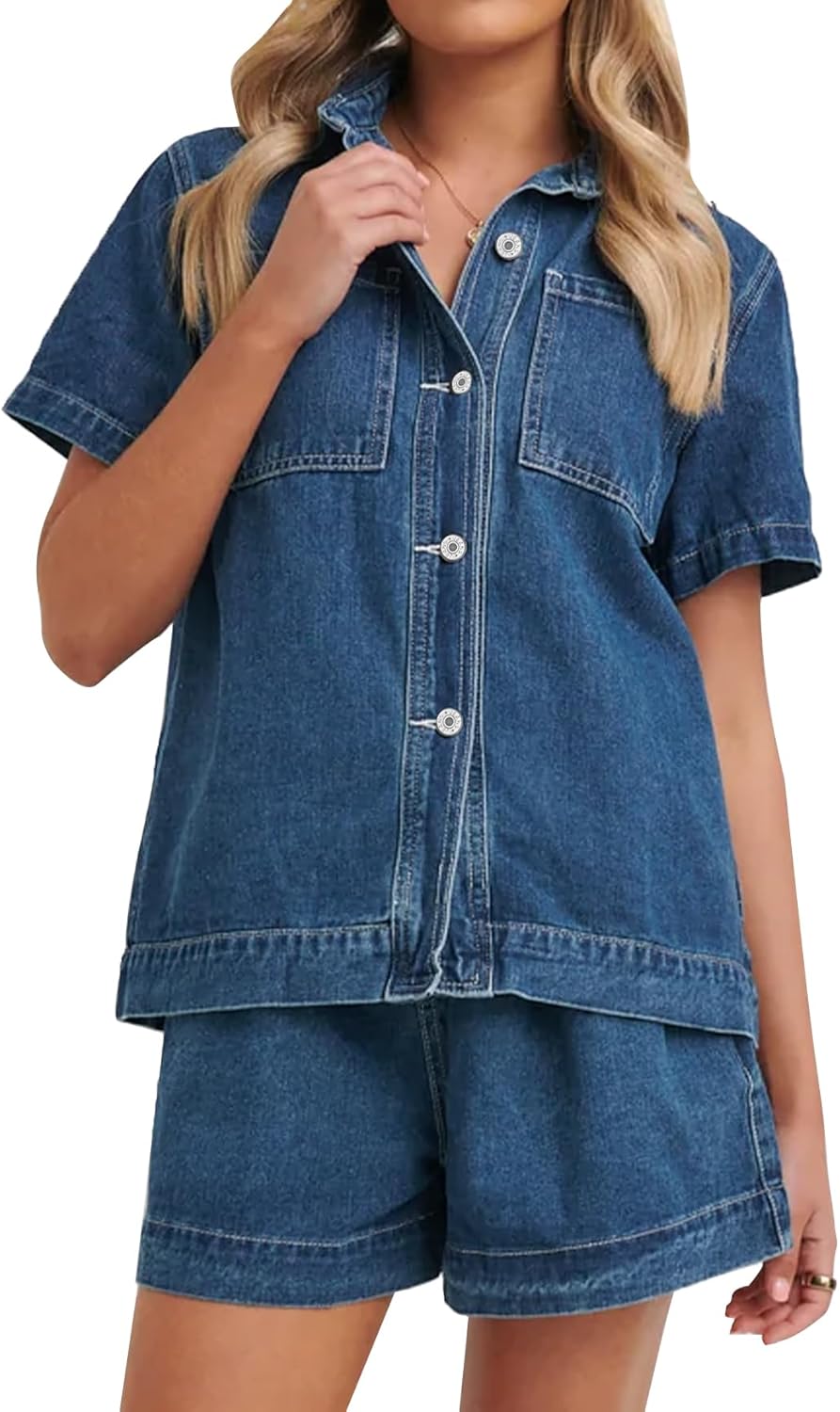 Kedera Summer Denim Set for Women - Casual 2 Piece Outfit