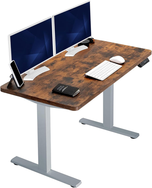 VIVO Electric Rustic Standing Desk with Memory Height Adjustment