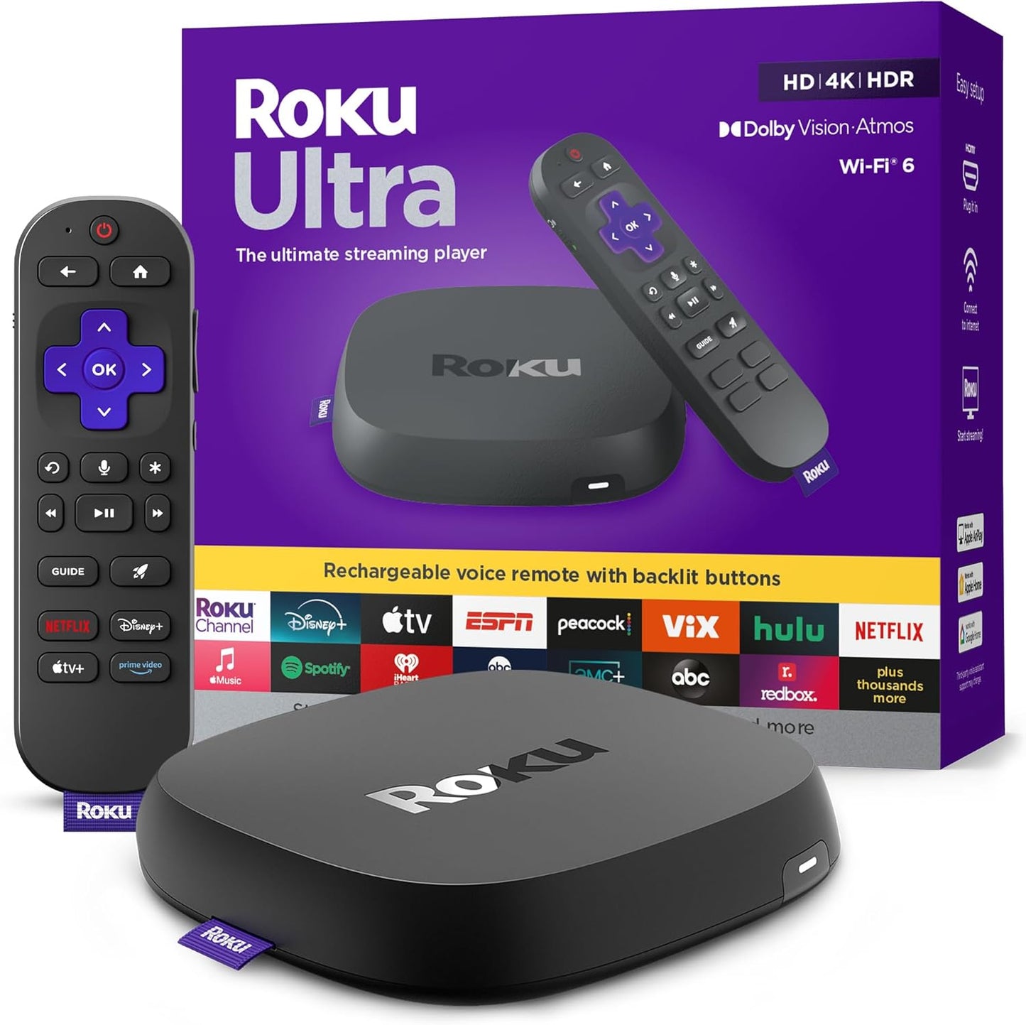 Roku Ultra 2024 4K Streaming Device with HDR10+ and Dolby Vision