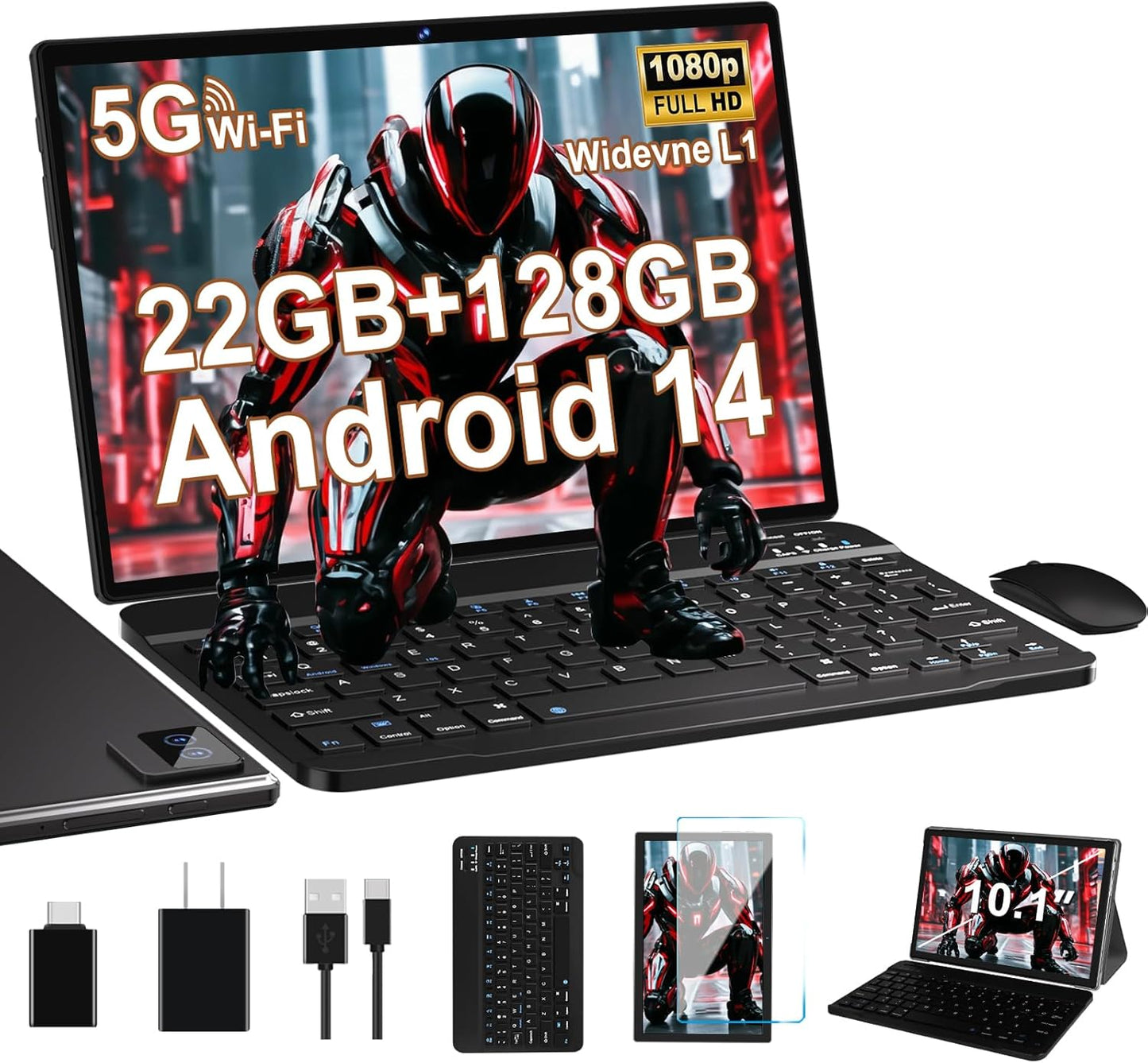 2025 Android Tablet with Keyboard - 10 inch Octa-Core Power