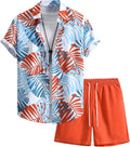 COZYEASE Men's 2 Piece Hawaiian Outfits Short Sleeve Set - Comfortable