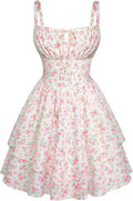Scarlet Darkness Floral Corset Dress for Women - Comfortable Ruffle