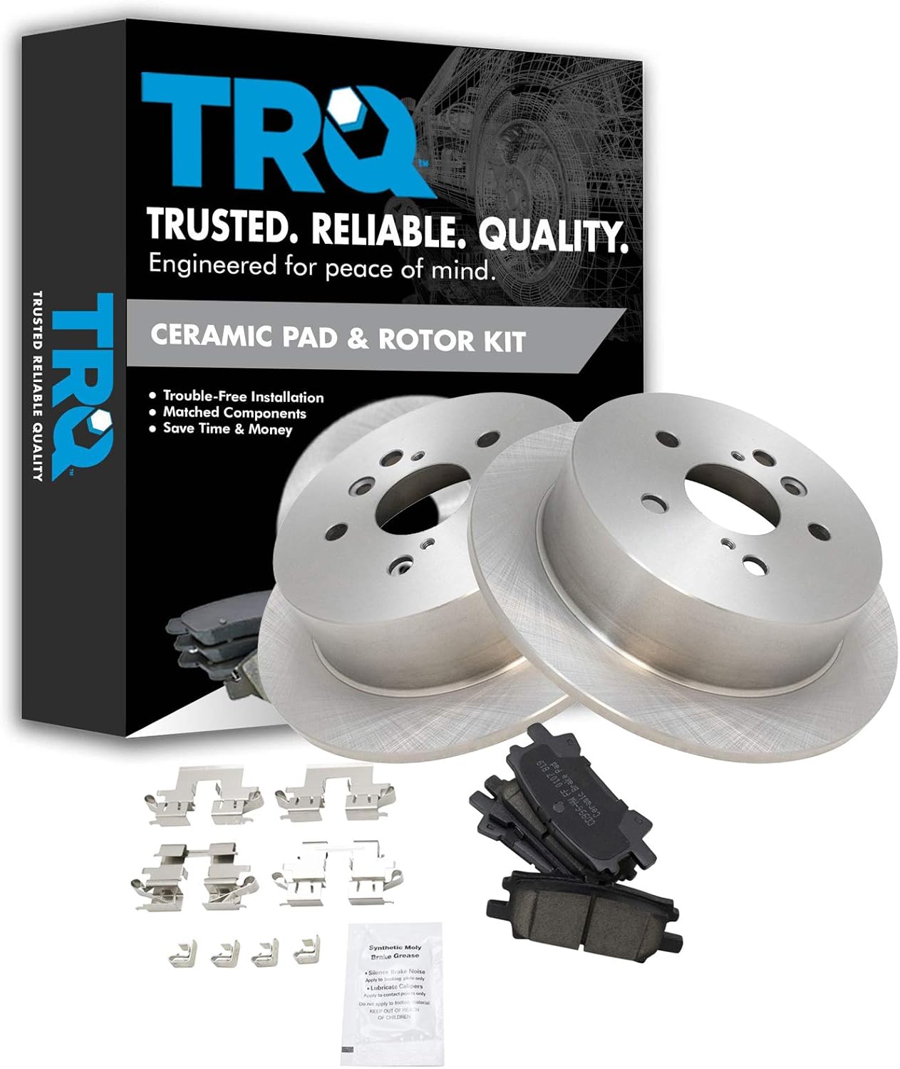 TRQ Rear Brake Pad & Rotor Kit for Lexus RX and Toyota Highlander