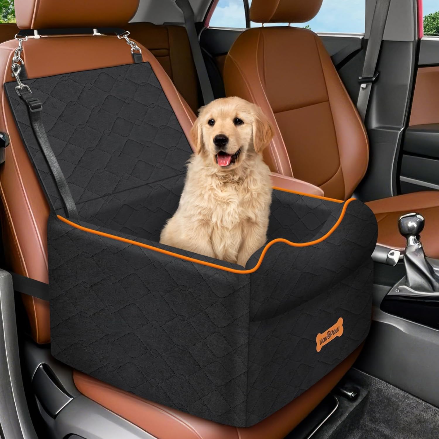 Small Dog Car Seat with Thick Cushion & Safety Leash for Travel