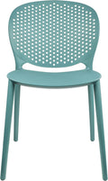 Modern Pool Patio Chair - Stackable Blue Dining Side Chair