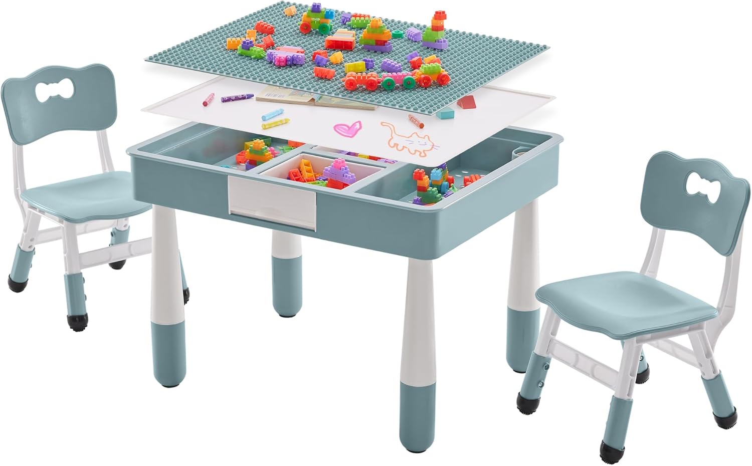 4 in 1 Kids Table and Chairs Set for Creative Play and Learning