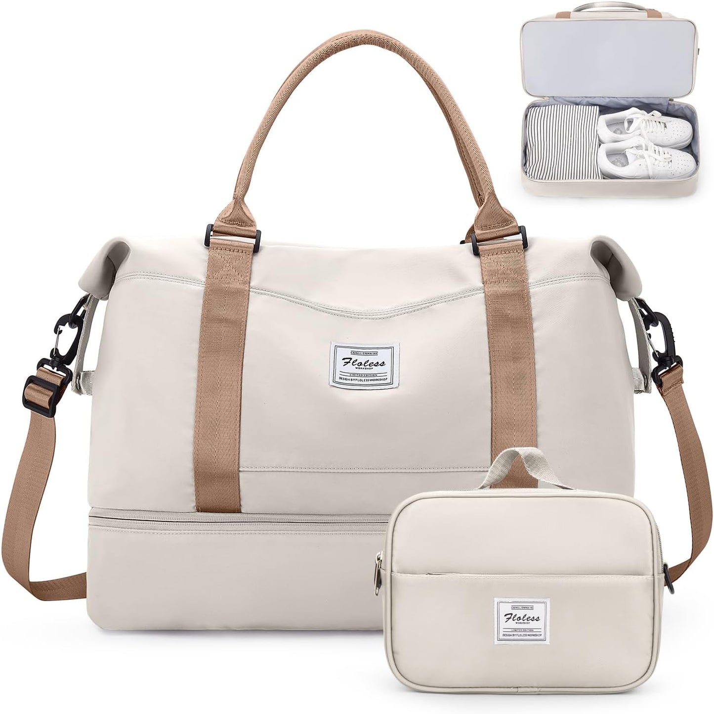 Weekender Bags for Women with Shoes Compartment and Toiletry Bag