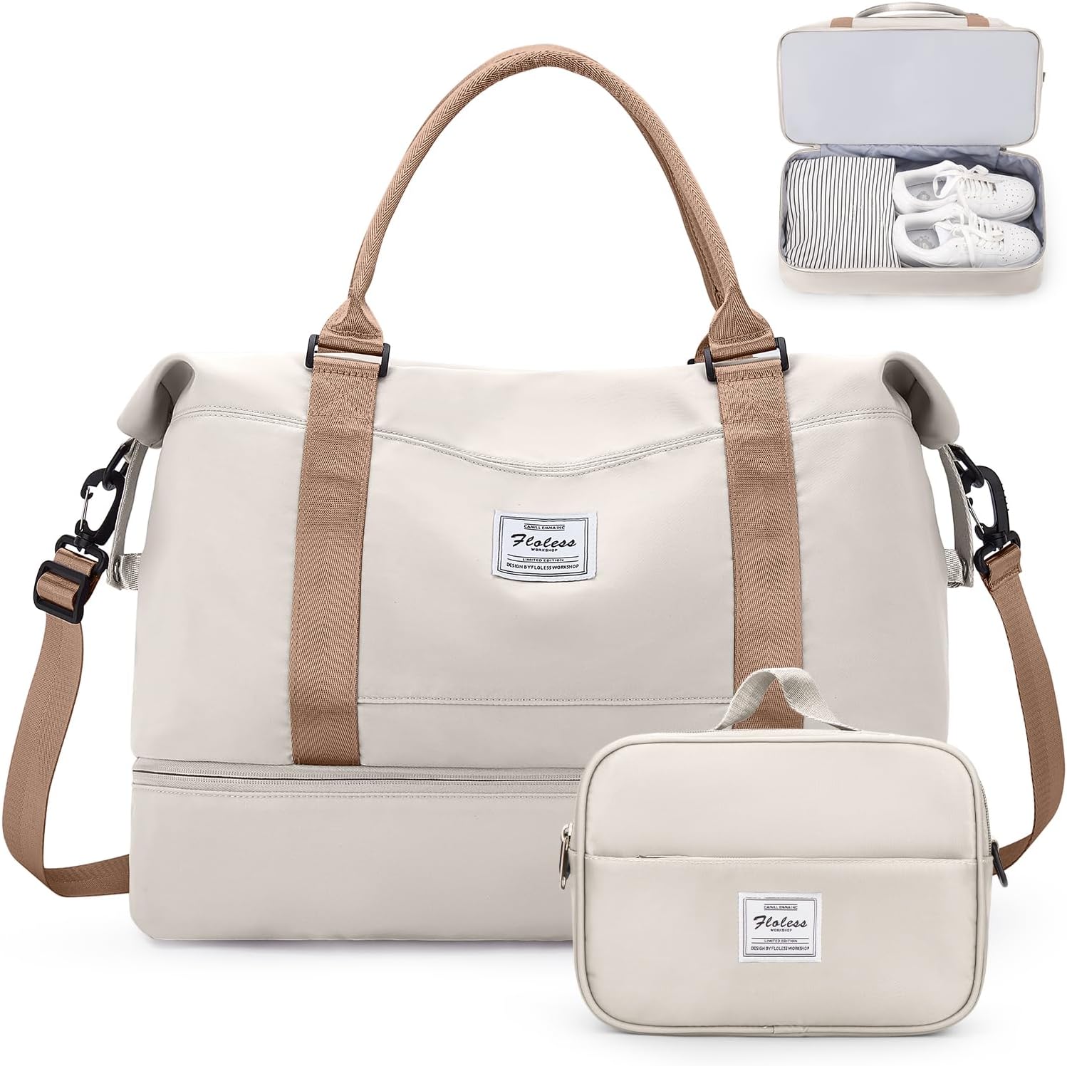 Weekender Bags for Women with Shoes Compartment and Toiletry Bag